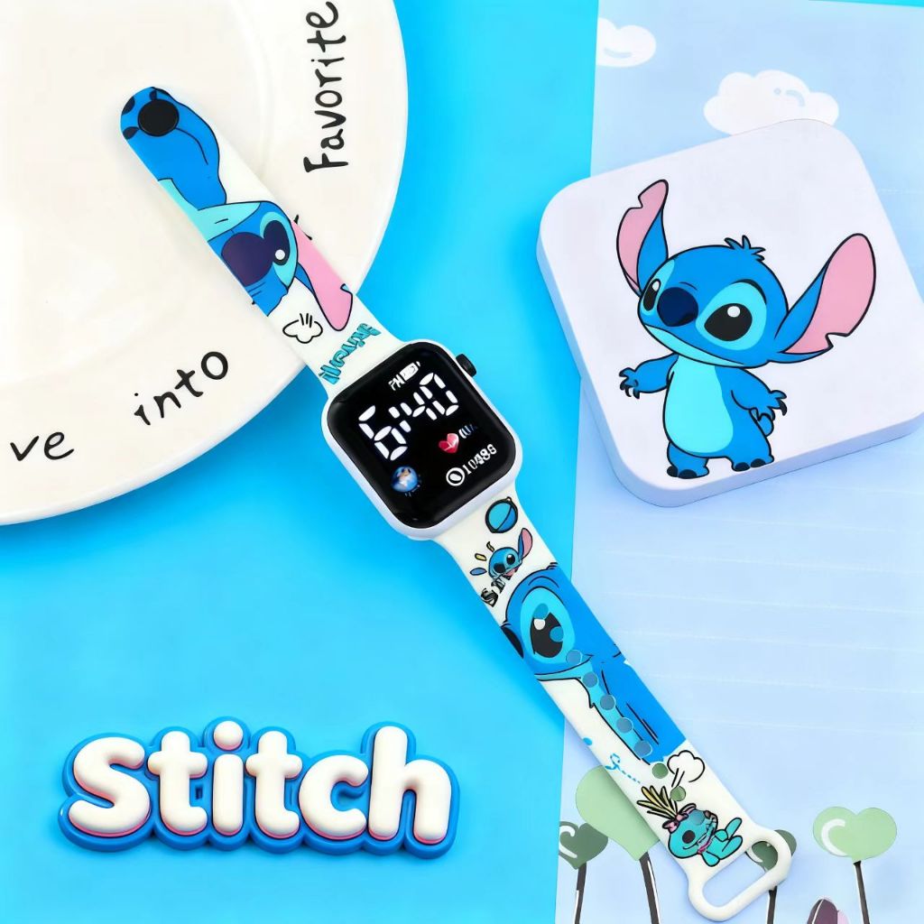 Stitch Relógio Digital Infantil Cartoon Quadrado Menino E Menina LED Watch em Oferta na Shopee