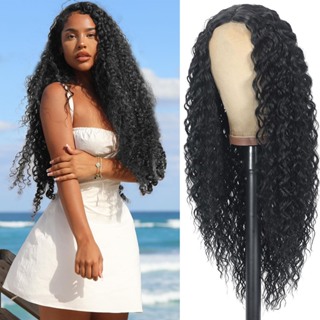 Peruca Longa Encaracolada De Renda Parte Média Cabelo Orgânico em Oferta na Shopee