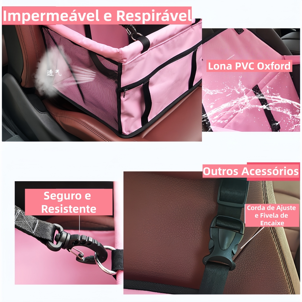 Assento de carro portátil para animais de estimação Cesta para animais de estimação Assento para cães respirável