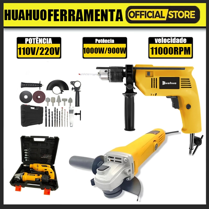 Kit Furadeira / Parafusadeira E Lixadeira / Esmerilhadeira Com 24 Peças E Maleta Tools em Oferta na Shopee