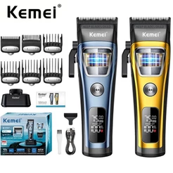 Kemei Profissional Barbeiro Máquina De Cortar Cabelo Sem Fio Recarregável Poderoso Aparador Masculino Corte Elétrico Kit