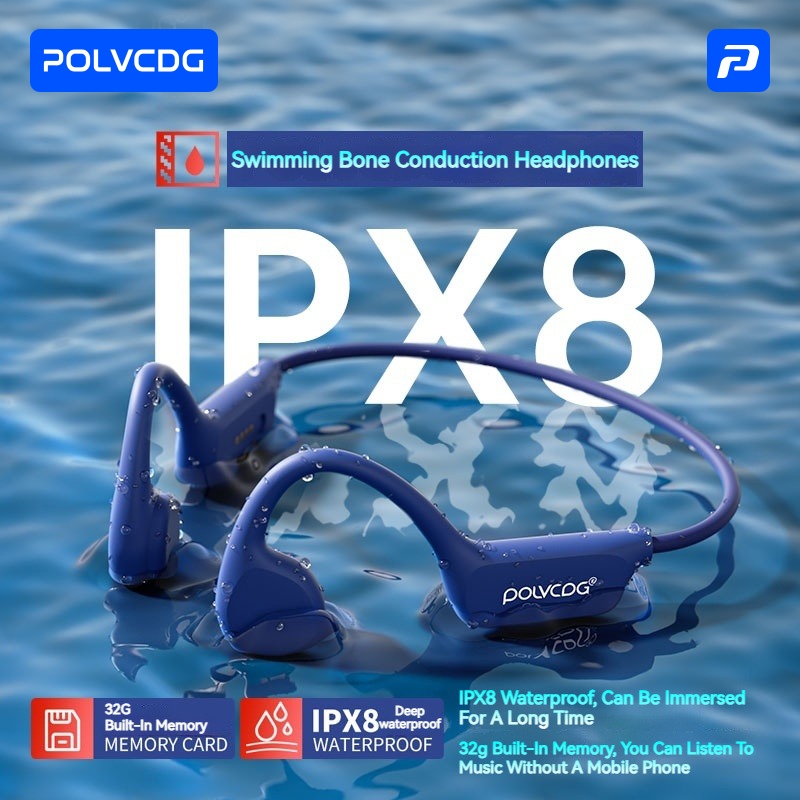 Polvcdg-X7 IPX8 Fones De Ouvido De Condução Óssea À Prova D'água Verdadeiro Telefone Sem Fio Bluetooth Originais De Alta Qualidade Baixo Fone Esportivo