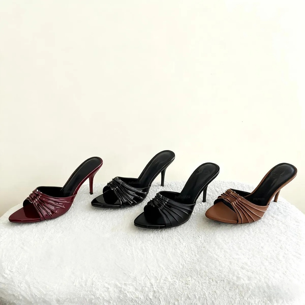 Chinelos Mules De Salto Alto Sandália Sildes Sandálias Femininas Agulha Dedos Pontiagudos Sapatos Sociais Moda Sexy