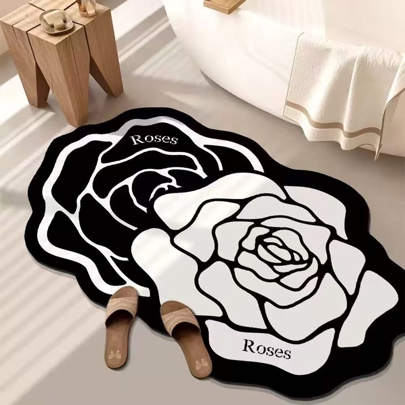 Conjunto de Tapetes Universal - Super Absorvente Antiderrapante, Forma Floral Irregular para Chuveiro/Frente da Fogão