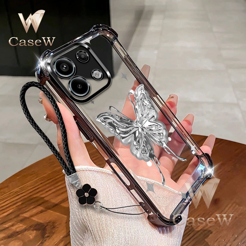 Capa De Telefone Para Redmi Note 13/13 Pro Plus 4G 5G Com Flor Corda De Mão Estilo Y2k Estrelas Borboleta Brilhantes Tra em Oferta na Shopee