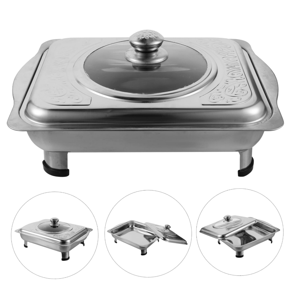 Travessa Servir Rechaud Leve Inox Tampa E Com Pé Buffet Mesa em Oferta na Shopee