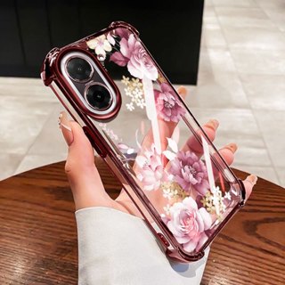 VRQR Para Xiaomi Redmi A5 4G Poco C71 Tinta Lavagem Flor Borboleta Transparente Capa Protetora De Telefone À Prova De Ch em Oferta na Shopee