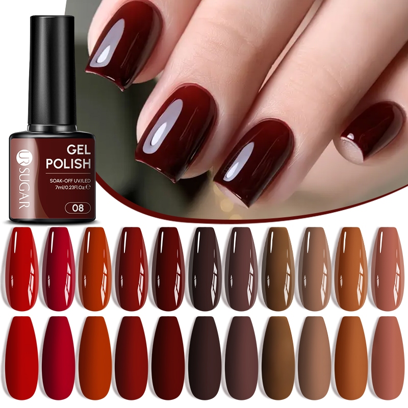 UR SUGAR Gel Polonês 107 Cores Vermelho Marrom Nu Unhas Semi Permanente Verniz Embeber UV LED Glitter Cor