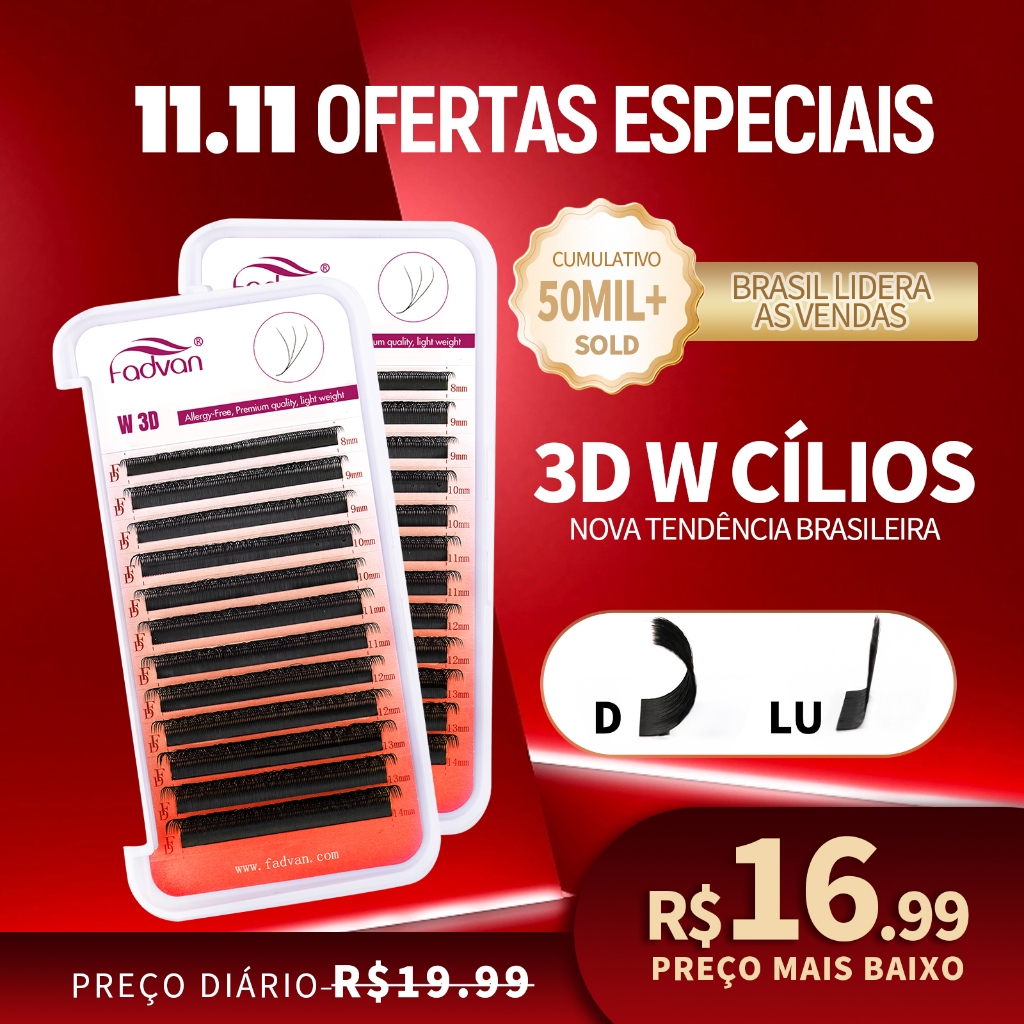 Fadvan W cílios 3D ventiladores de volume premade extensão de cílios fornece cílio naturais de vison