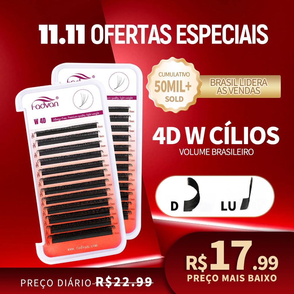 Cílios Fadvan W 4D Extensão De Cílios Alongamento W Novidade Volume Híbrido Maquiagem