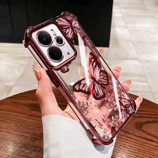 VRQR Para Oppo Realme 14T 14X 5G 14 Pro Plus + 5G Lavagem De Tinta Flor Borboleta Transparente À Prova De Choque Capa Pr em Oferta na Shopee