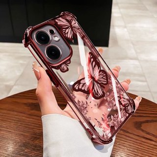 VRQR Para Oppo Reno 12 13 5G Reno13 F 5G 13F Lavagem De Tinta Flor Borboleta Transparente À Prova De Choque Capa Proteto em Oferta na Shopee