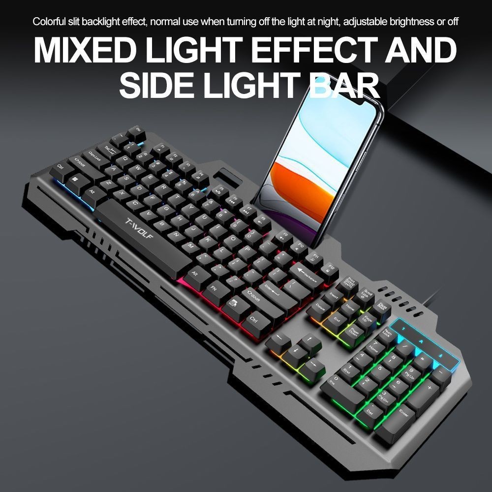 Teclado semi-mecânico teclado para jogos com fio semi-mecânico RGB retroiluminado teclado para jogos teclado de computad