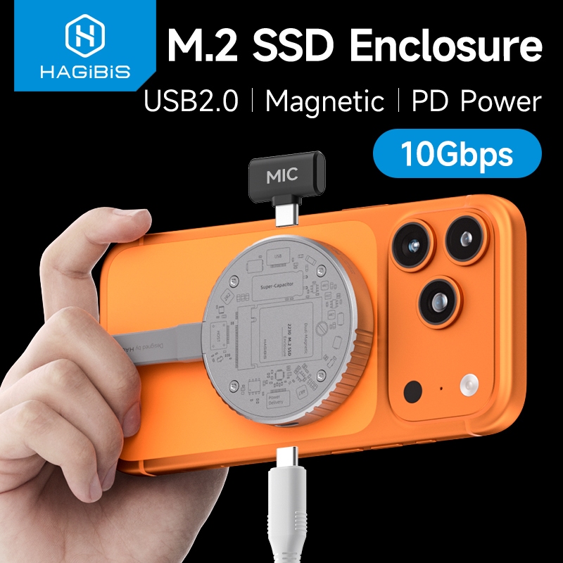 Gabinete SSD Hagibis Magnetic M . 2 2230 NVMe Com Magsafe Para iPhone 16/15 Pro ProRes USB C 3.2 Gen2 10 Gbps Adaptador em Oferta na Shopee