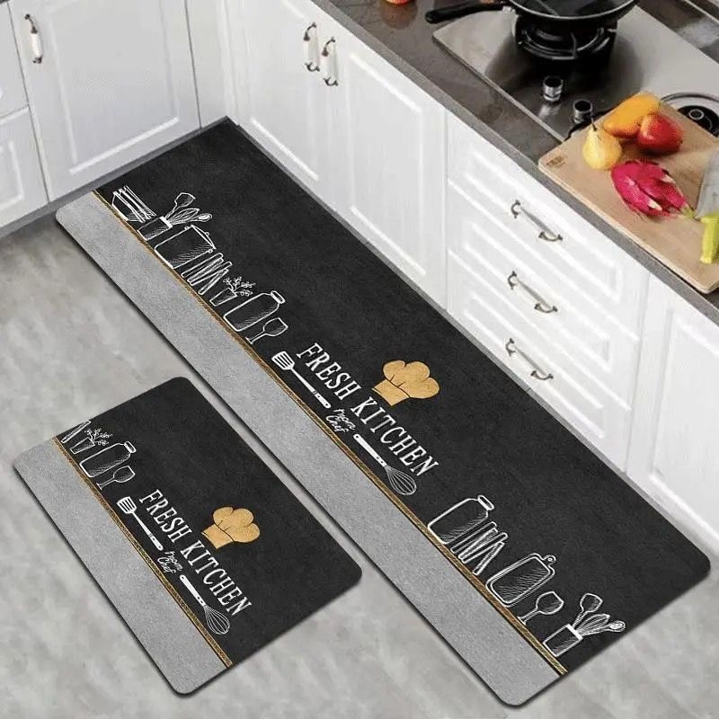 Tapete estampado de cozinha de 2 peças antiderrapante lavável estilo moderno de secagem rápida de alta qualidade