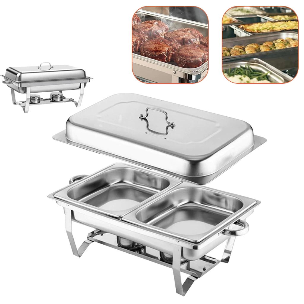 vivao Rechaud Profissional Inox 9L com 1, 2 ou 3 Divisórias para Buffet Profissional Inox12l Com DivisóRias Para Festa