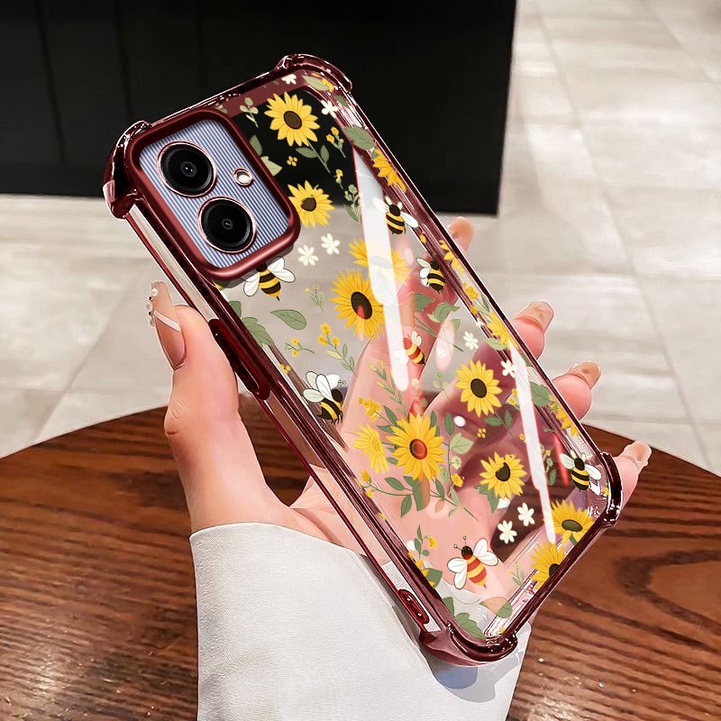 Capa YBD Para Samsung Galaxy A07 A06 A03 A04 A05 A04E F04 M04 A042F M05 F05 A03 Core A04f Girassóis Frescos Folhas De Bo