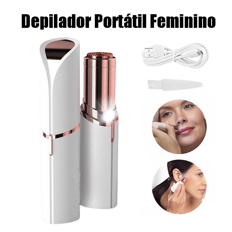Depilador Portátil Feminino Facial Buço Aparador Pelos Batom Elétrico de Labirintos Recarregável