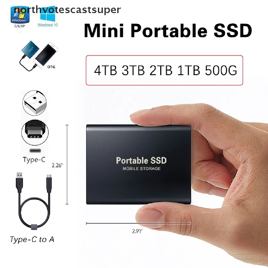 Northvotescastsuper 4TB/2TB/1TBGB Disco Rígido Móvel Tipo C USB3.1 Unidade De Estado Sólido SSD Portátil NVCS