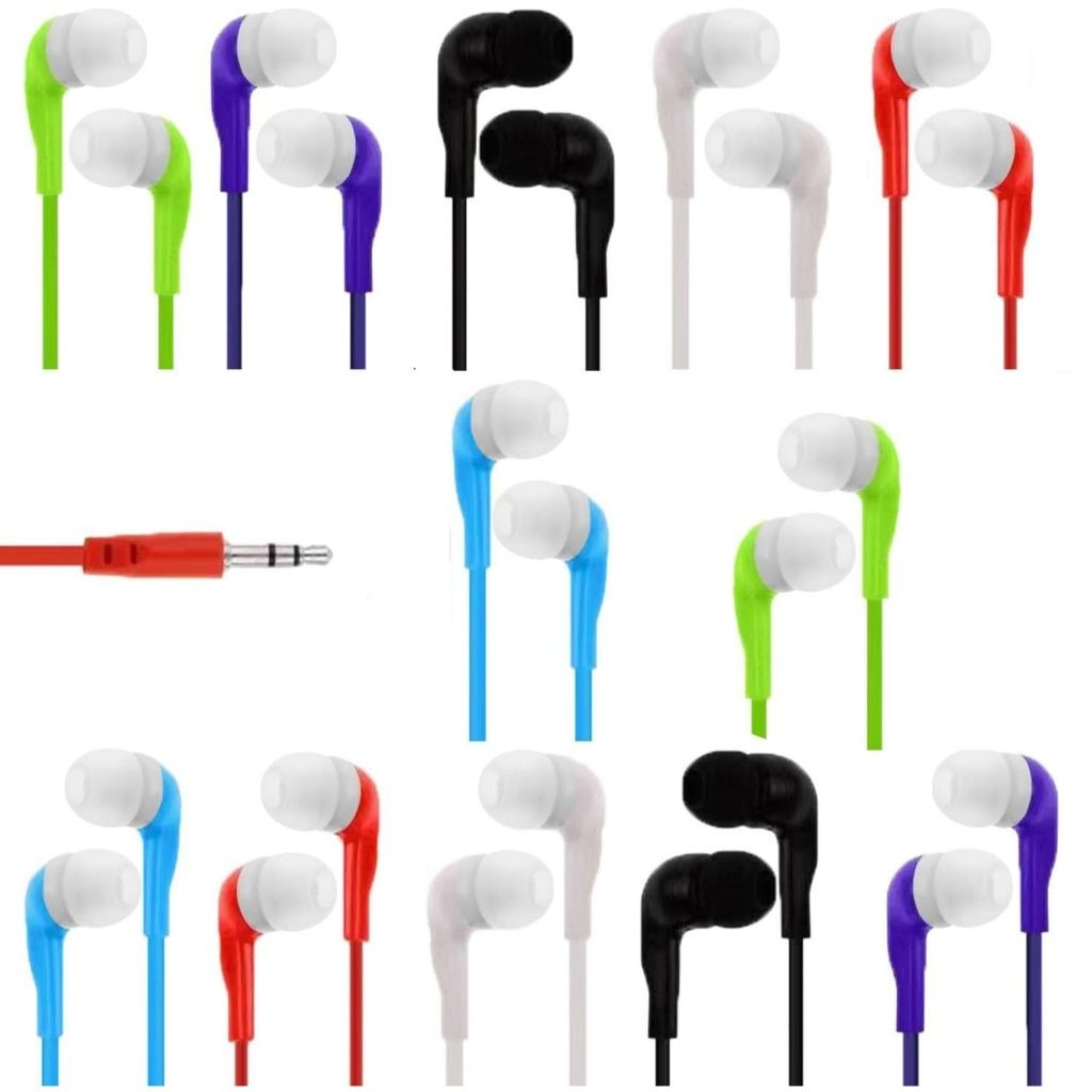 Pacote de 10 peças de fone de ouvido estéreo com fio colorido com embalagem em Oferta na Shopee