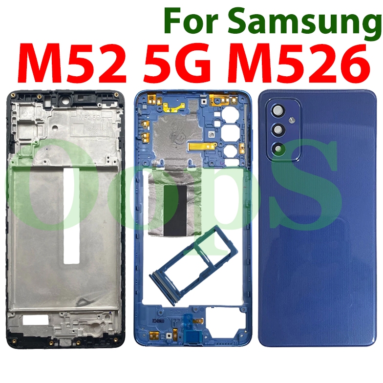 Carcaça Completa Moldura Intermediária + Capa Traseira Da Bateria Para Samsung Galaxy M52 5G M526 LCD Frontal Porta Com
