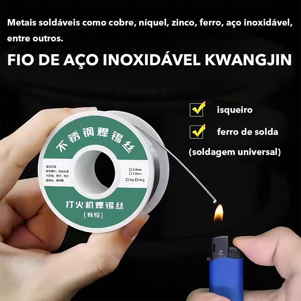 Solda Estanho Com Fluxo 1mm 80g Profissional para Soldar Fio Arame para Ferro de Soldar Soldagem