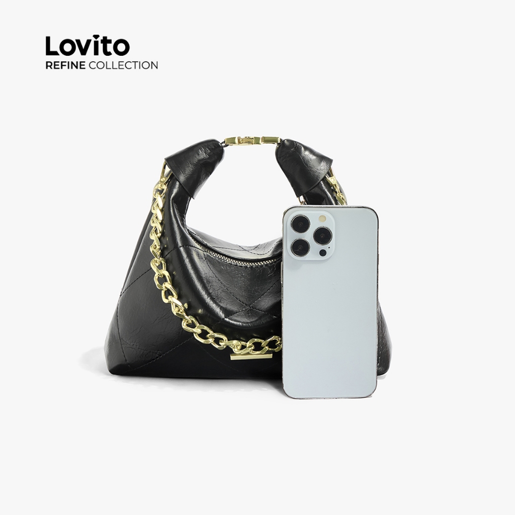Detalhes do Lovito Refine Bolsa Pequena Casual de Ombro com Corrente Para Mulheres LR22E061