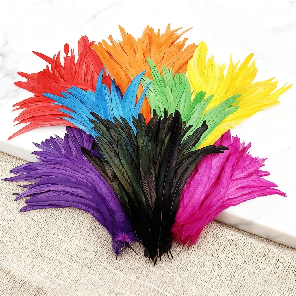100 Peças Penas Coloridas De Cauda De Galo 25-40cm Faça Você Mesmo Decoração Artesanal Festa De Véspera De Ano Novo Tema