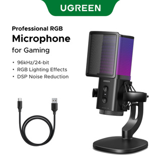 Microfone RGB Profissional UGREEN Para Jogos 24 Bits/96kHz Qualidade De Estúdio DSP Redução De Ruído Efeito De Luz Strea em Oferta na Shopee