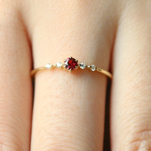 Anel De Rubi Banhado A Ouro 18k Clássico Original Para Mulheres , Joias De Cauda De Noivado Da Moda Europeia E Americana em Oferta na Shopee