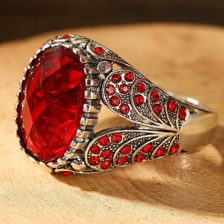 Anel Prata Pedra Vermelha - Comprar com Melhor Preço em Anéis