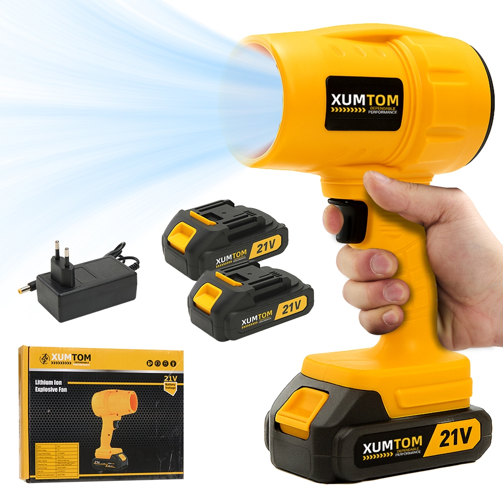 Soprador De Folhas Turbo Recarregável Portáti  21V 2 Baterias Bivolt 110V/220V Forte Soprador Folhas