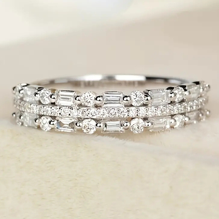 S925 Prata Esterlina Multi-Camada Zircão Anel Simples Moda Jóias De Casamento Feminino Atacado em Oferta na Shopee