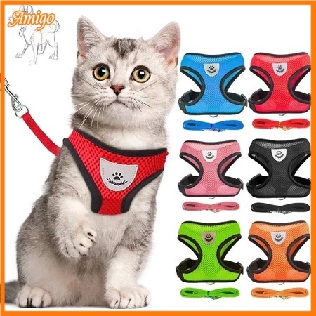 Kit Coleira Peitoral Cachorro E Gato Corda de tração de 120 cm Coleira Tipo Colete Para Pet Pequenos E Médios