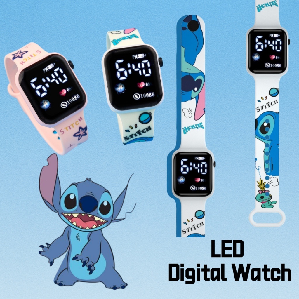 Stitch Relógio Digital Infantil Cartoon Quadrado Menino E Menina LED Watch em Oferta na Shopee