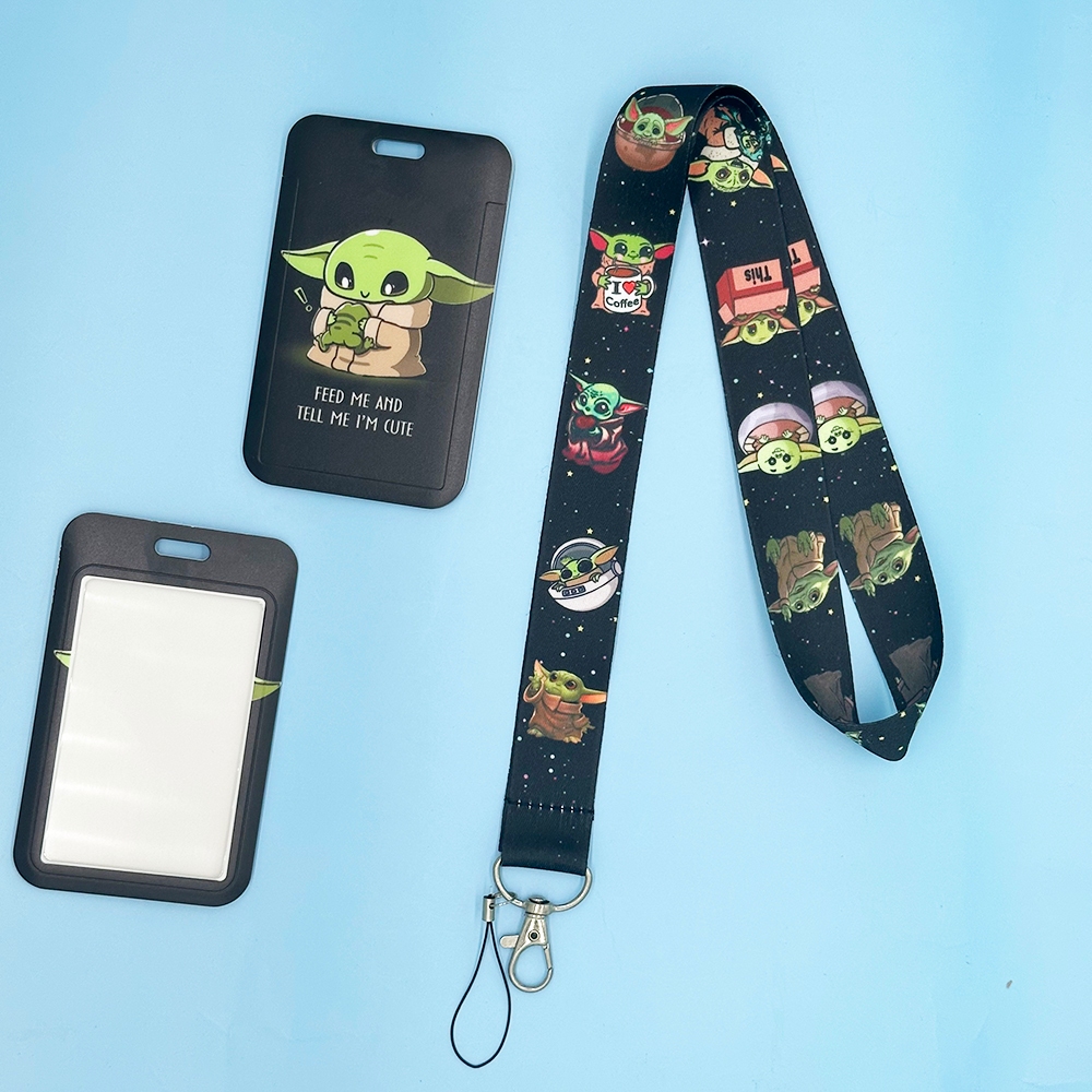 Suporte De Crachá De Cartão Yoda Para Bebê , Cordão De Chave De Telefone Com Alça De Pescoço De Desenho Animado Chaveiro