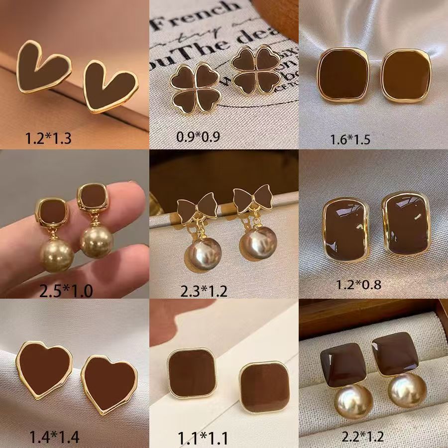 4 Conjunto/Brincos de temperamento de cor de café retrô de venda quente/Menina moda acessórios de brincos de Design