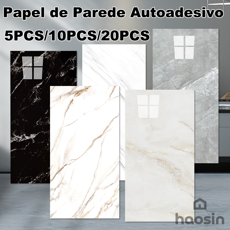 Haosin Kit 10/20 Placas Adesiva 3d Mármore Papel De Parede Relevo Lavável 30*60CM Papel De Parede Autoadesivo Imitação