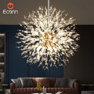 Moderno G9 cristal dente-de-leão lustre teto dourado fogos de artifício candelabro Luz de 3 cores sala quarto bar
