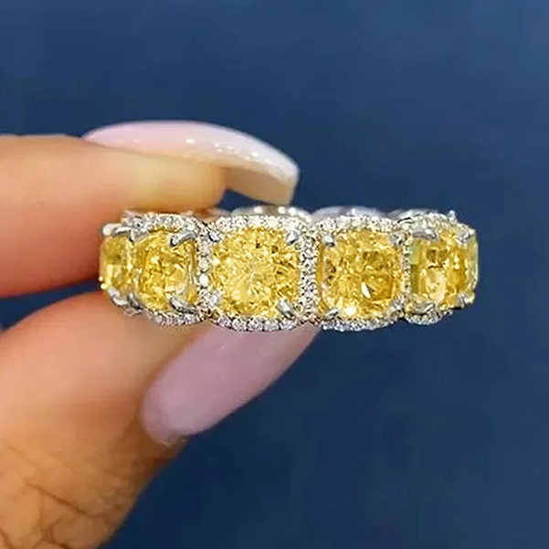 925 Banhado A Prata Esterlina Luxo Moda Amarelo Zircônia Cúbica Anéis Para Mulheres Novos Acessórios De Dedo Festa De Ca