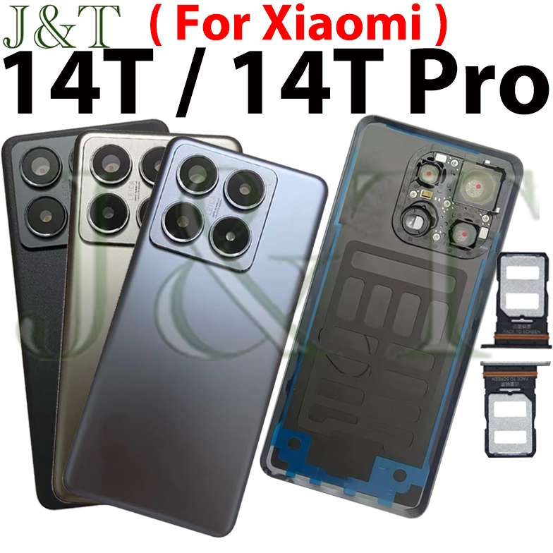 Tampa Traseira Da Bateria Para Xiaomi 14T Pro/MI14T ProGlass Porta Caso Habitação Substituição Com Lente Moldura Câmera