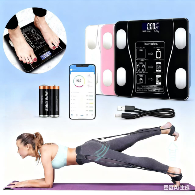 Balança De Bioimpedância USB Bluetooth Medição Corporal por App Até 180Kg de peso pequena ...