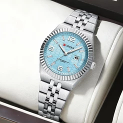 Novo Relógio Feminino CURREN Marca Autêntica Moda Aço Inoxidável Retro Mãos Luminosas Data Automática Negócios Casual Es