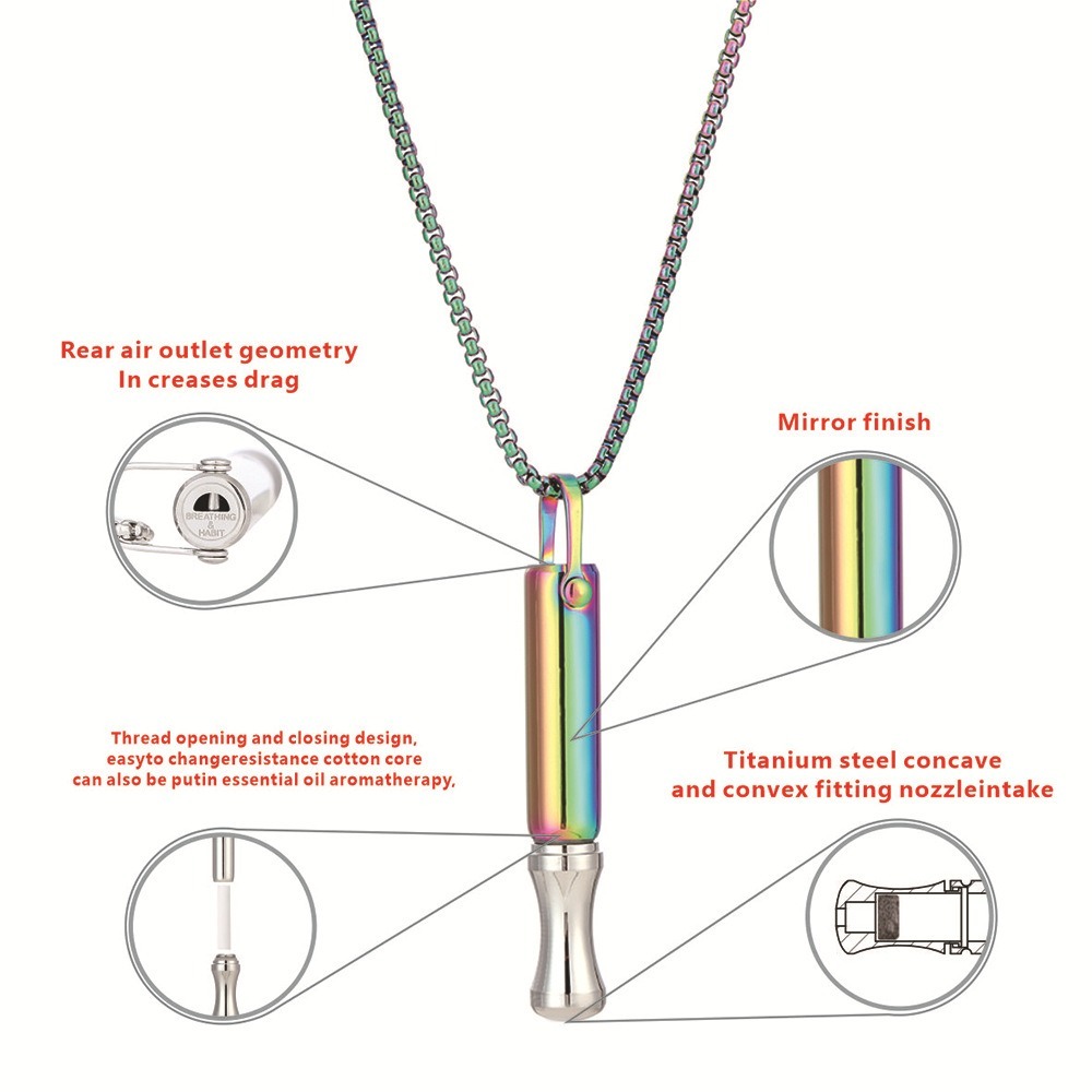 Colar de atenção plena de respiração em aço inoxidável, resistência embutida, núcleo de algodão, alívio diário, ansiedad