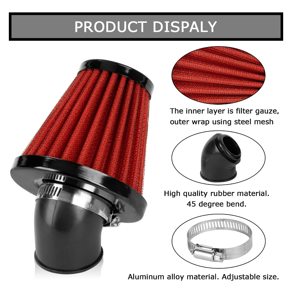 Filtro De Ar Esportivo Duplo Fluxo Aluminio Vermelho