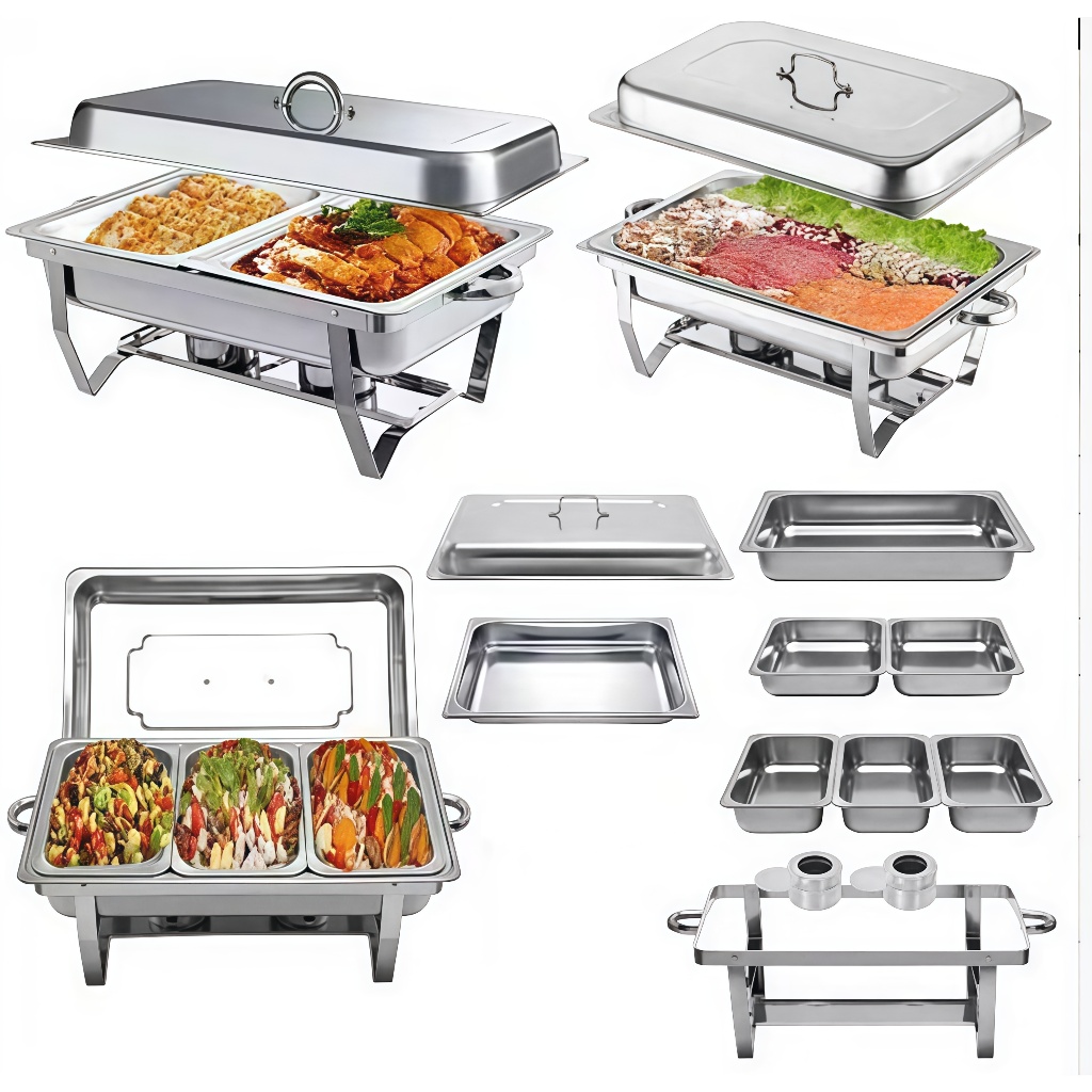 Imagem Rechaud Profissional Inox 12L com 1 ou 2  Divisórias para Buffet Festas Eventos，maje