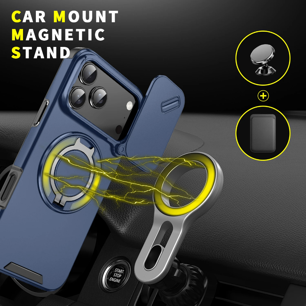 Capa Capinha Magnética Ficar Para iPhone 17 Pro Max Air 18 Pro Max Deslizar Proteção da câmera PC Phone Case — imagem 2 de 2