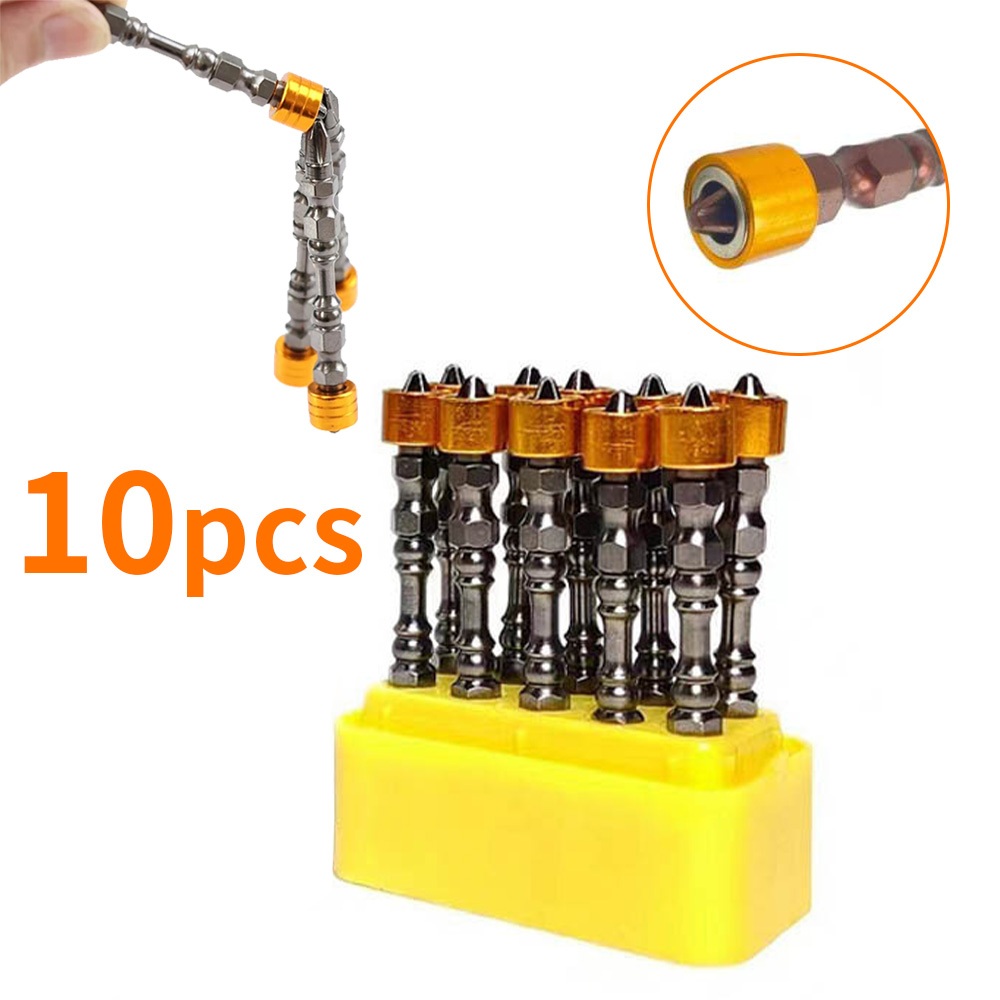 Kit 10 Peças Bits Ponteira Ph2 Magnética Dupla C/ Limitador Anti Espanamento 65mm Com Estojo