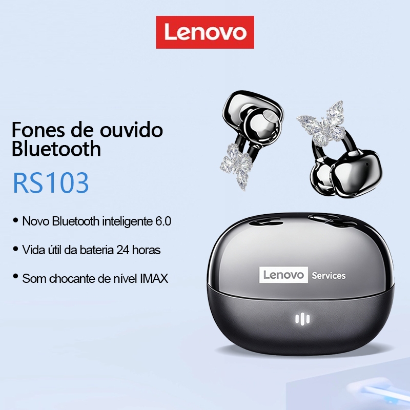 Lenovo RS103 Bluetooth 6.0 Sem Fio Com Microfone TWS Em Forma De U Tipo Clipe De Ouvido Controle De Toque Atualizado Bat em Oferta na Shopee