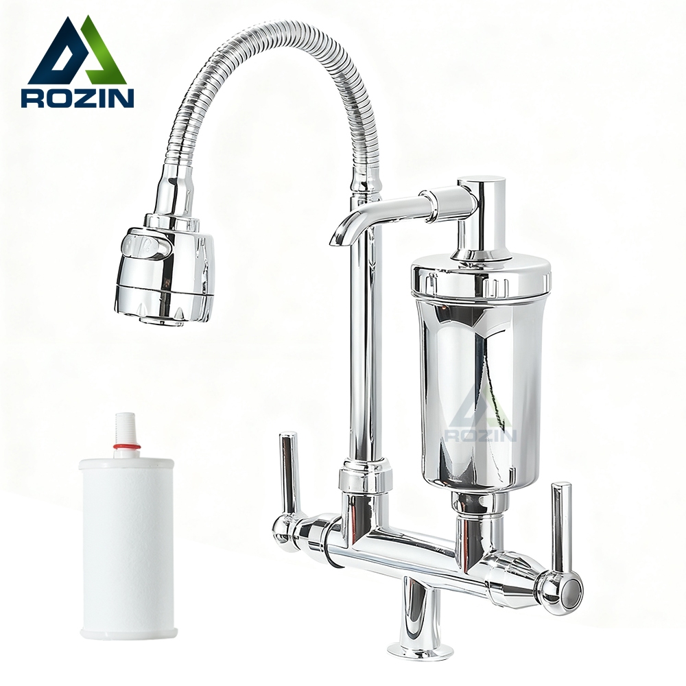 Torneira Cozinha com Filtro Gourmet De Bancada com Mangueira Flexível, 1/4 de Volta com Refil